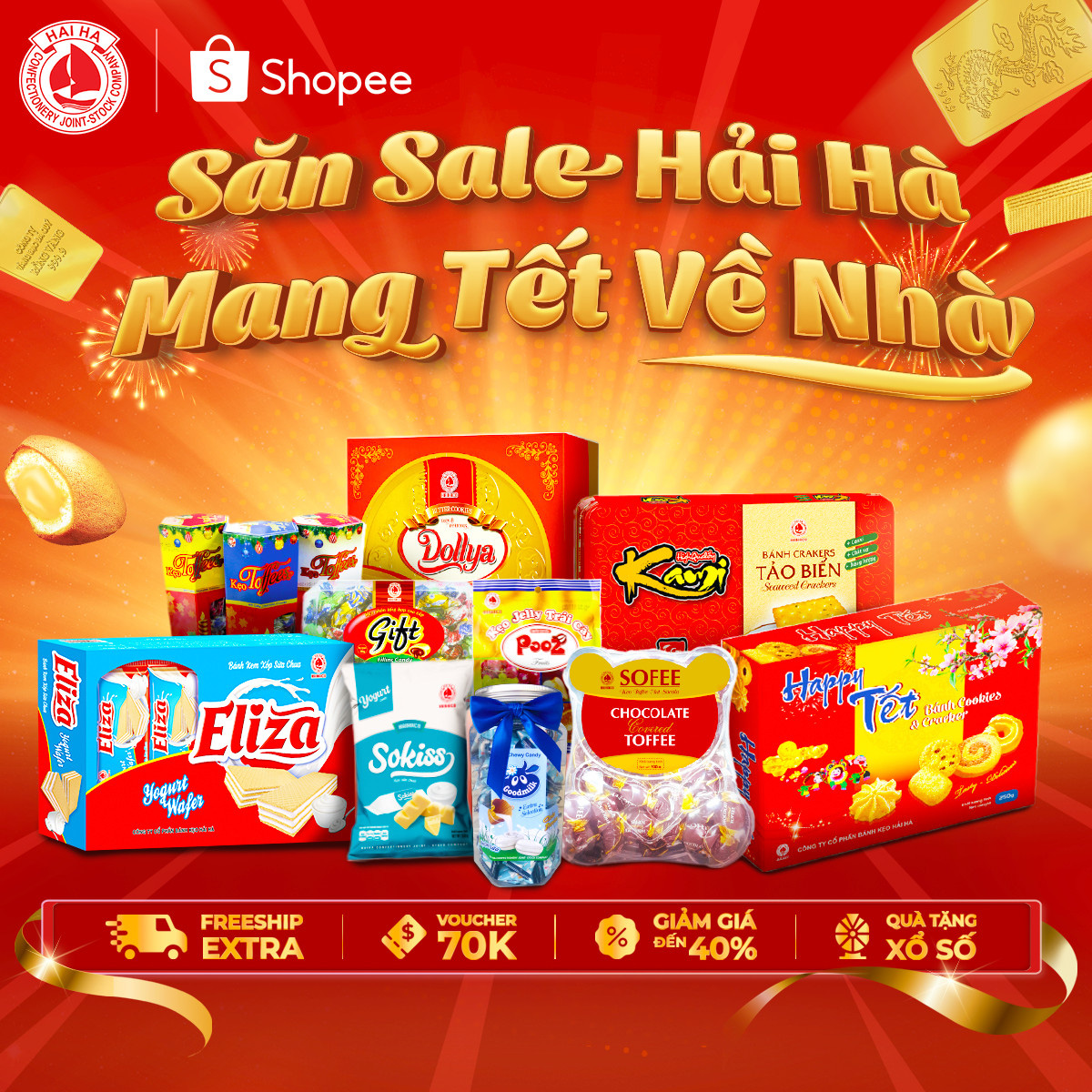 Chương trình ưu đãi “Mang Tết về nhà” từ bánh kẹo Hải Hà trên Shopee