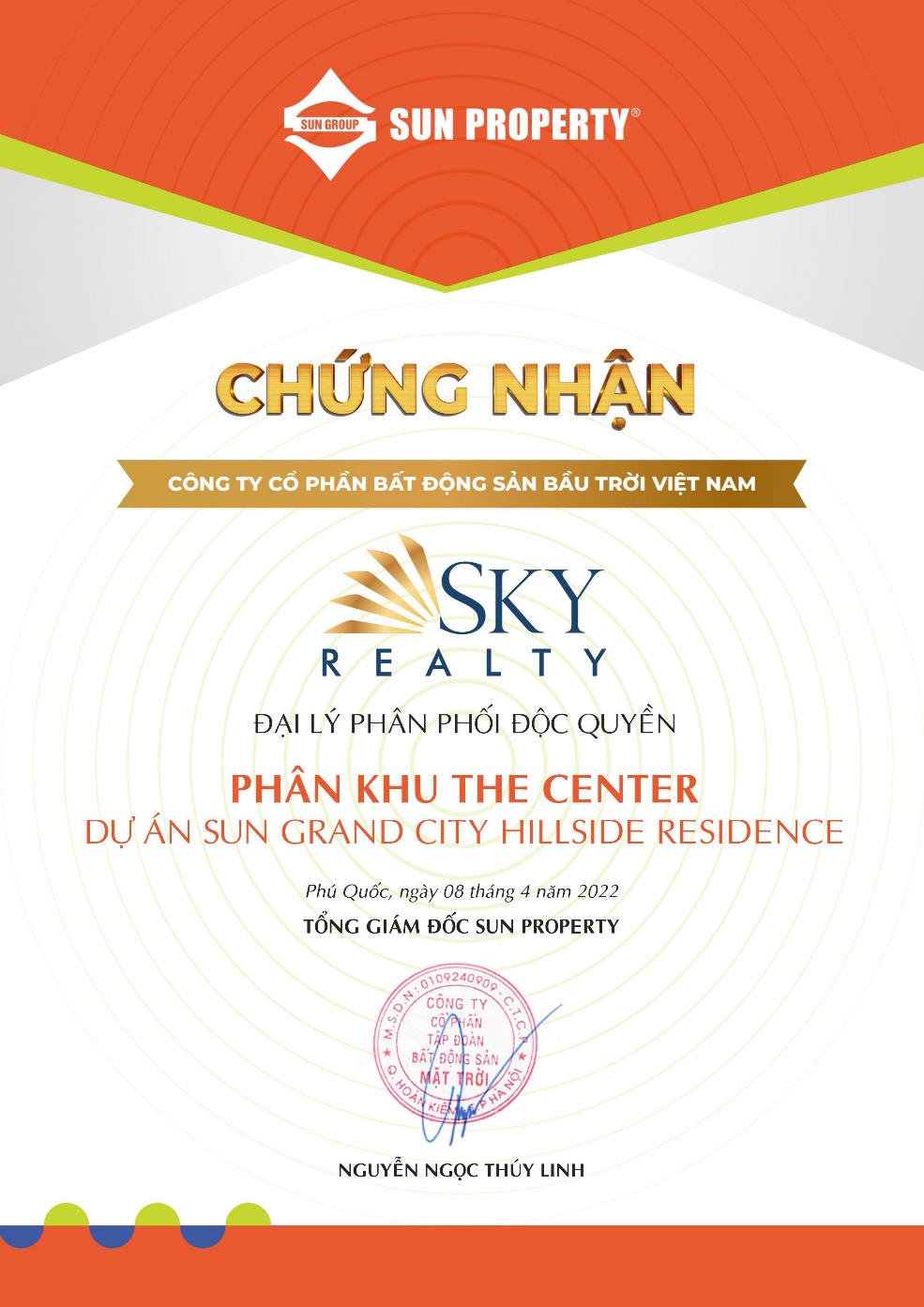 Sky Realty độc quyền phân phối The Center Sun Grand City Hillside