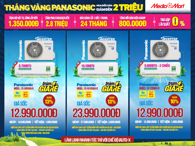 Tháng vàng Panasonic: Mua điều hòa giảm đến 2 triệu, bao trọn phí tại MediaMart - Ảnh 2. Tháng vàng Panasonic: Mua điều hòa giảm đến 2 triệu, bao trọn phí tại MediaMart - Ảnh 2.