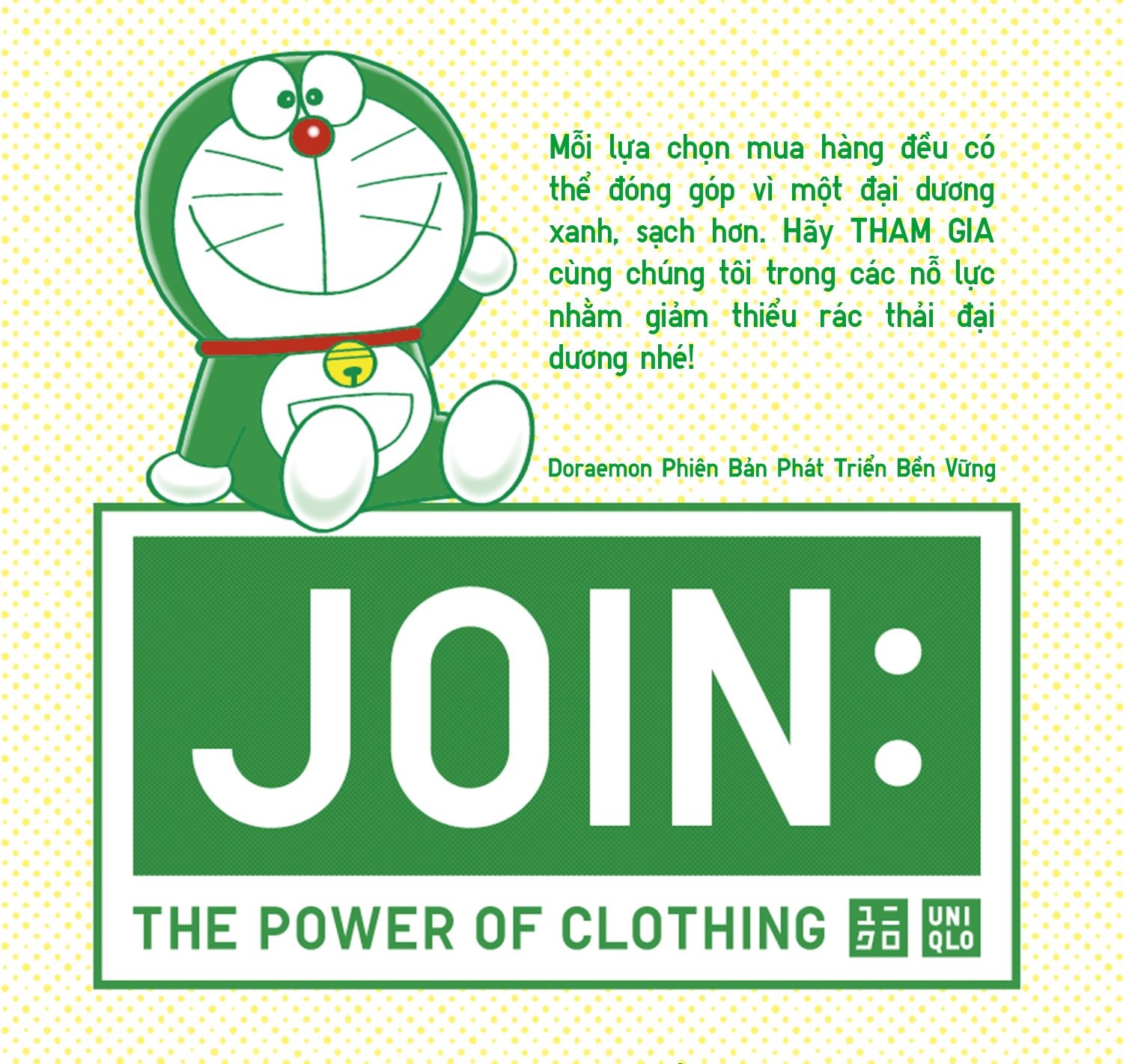 Uniqlo ra mắt bộ sưu tập Doraemon xanh lá 100% từ chất liệu tái chế, thông điệp phát triển bền vững chưa bao giờ gần gũi đến thế! - Ảnh 1.