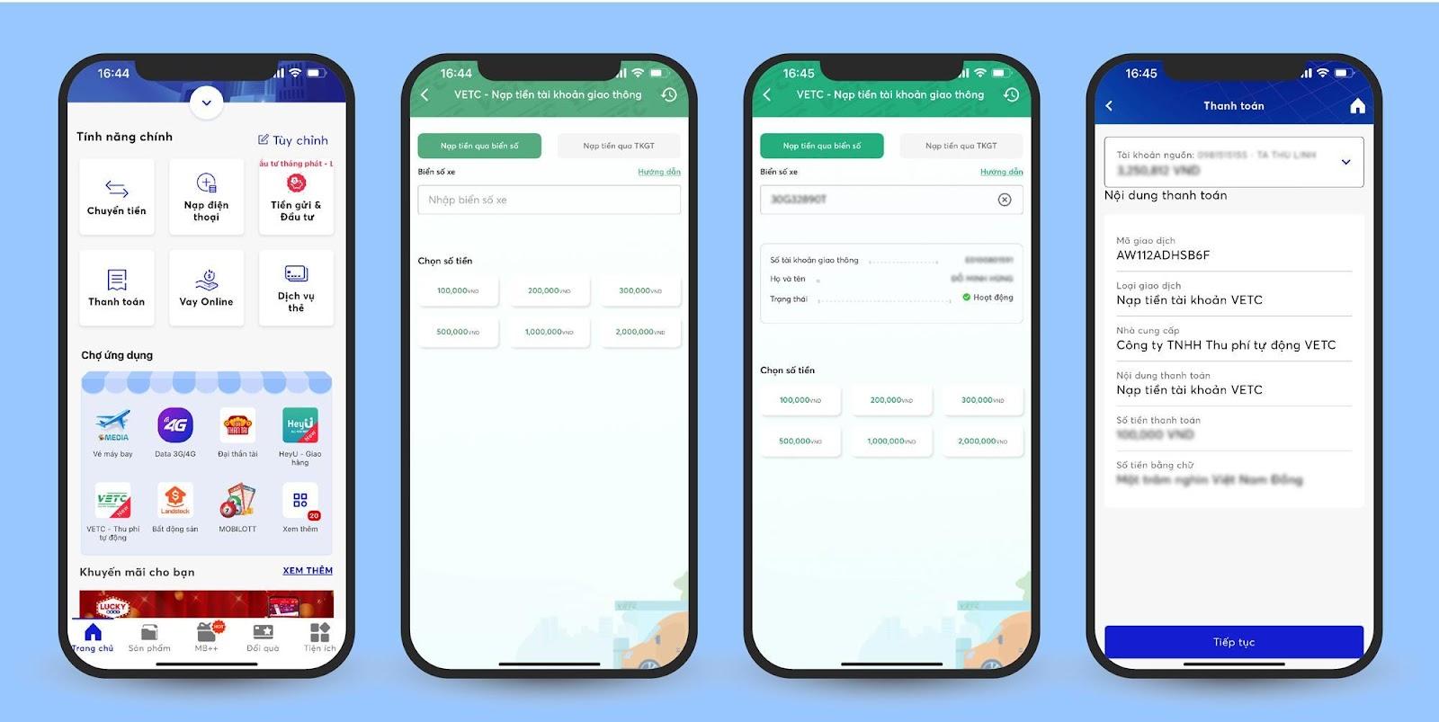 Nạp tiền vào tài khoản giao thông VETC hoàn toàn miễn phí trên App MBBank - Ảnh 4.