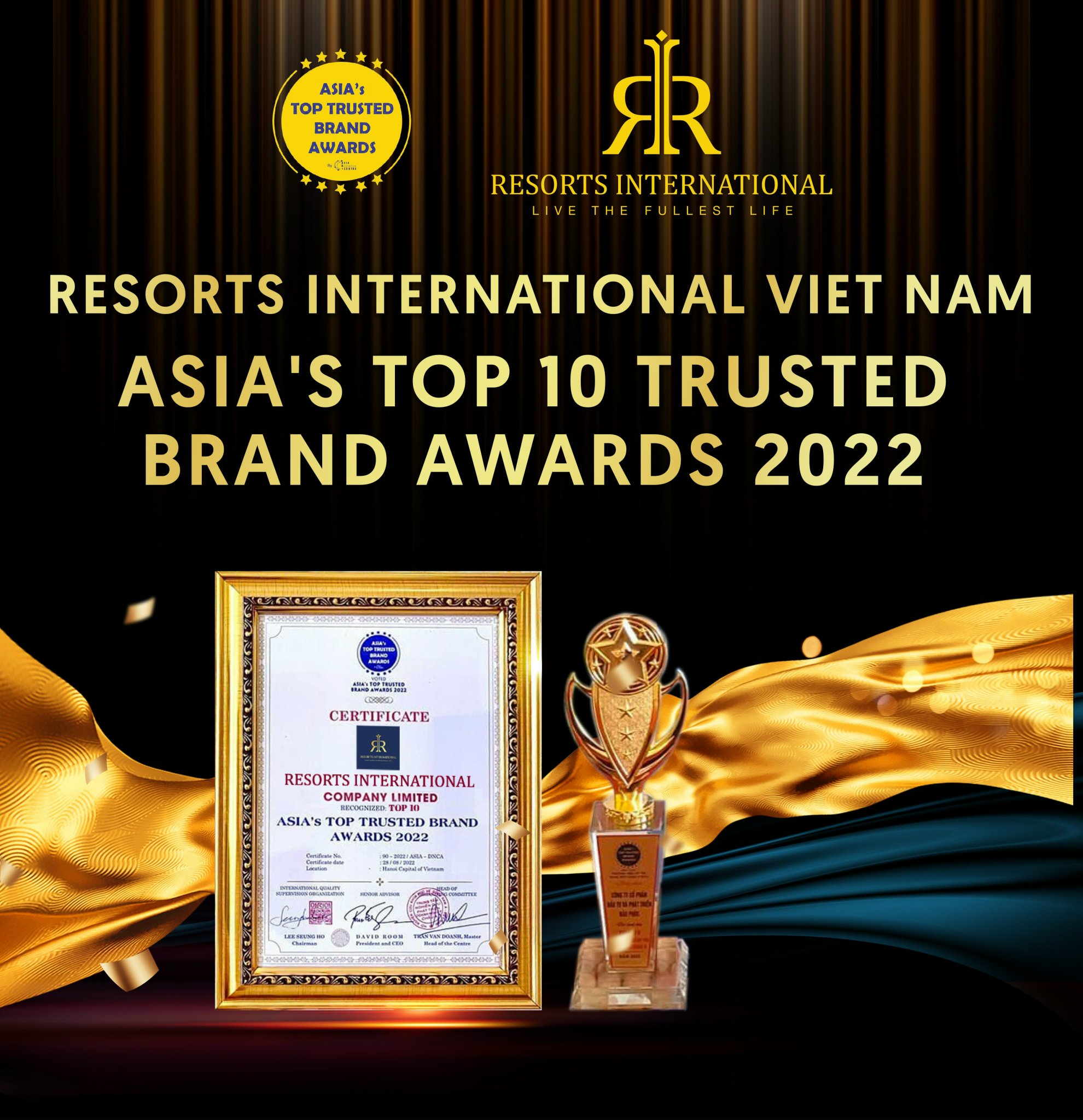 Resorts International Vietnam lọt 'Top 10 thương hiệu uy tín hàng đầu châu Á' - Ảnh 1.