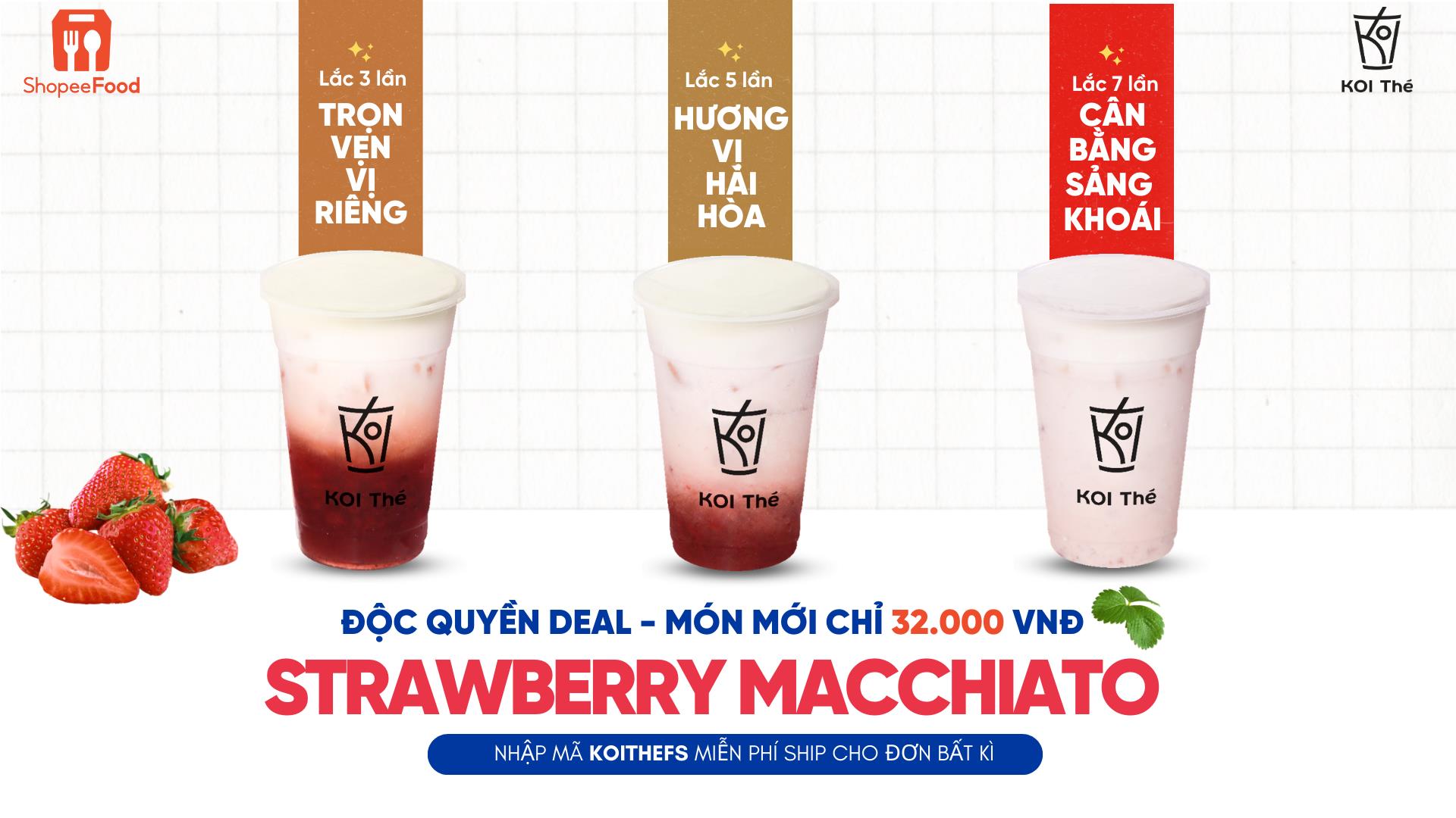 Độc quyền Strawberry Macchiato chỉ 32.000 đồng từ nhà KOI Thé, ShopeeFood có hết - Ảnh 1.