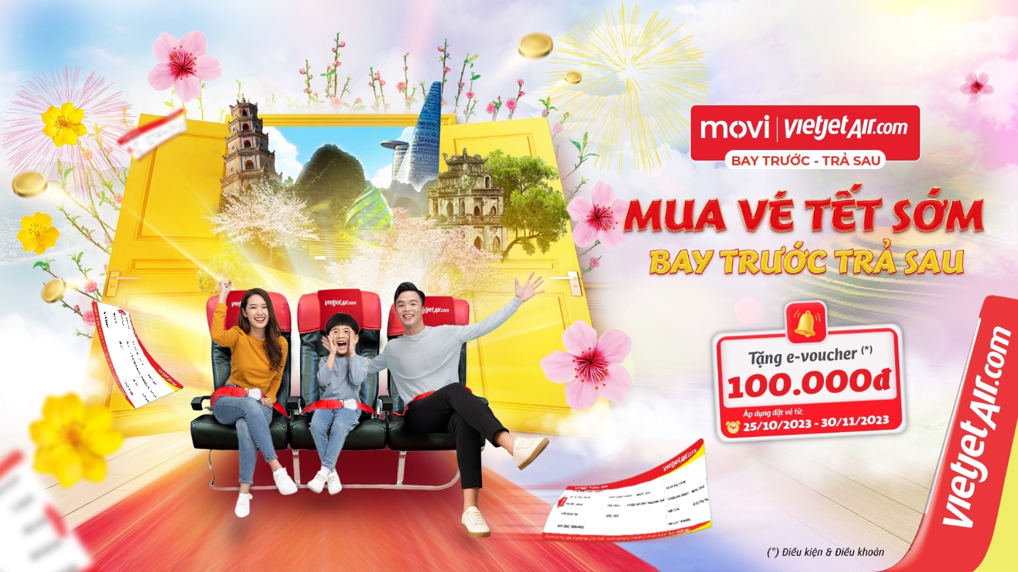 Vietjet tặng khách “Bay trước - Trả sau” ưu đãi 100.000 đồng - Ảnh 1.