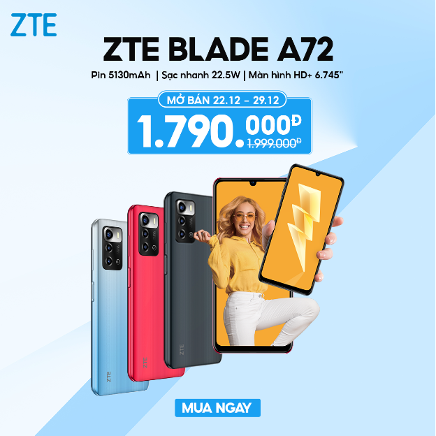 ZTE trình làng phân khúc điện thoại giá rẻ ZTE Blade A72 chính hãng tại Việt Nam - Ảnh 1.