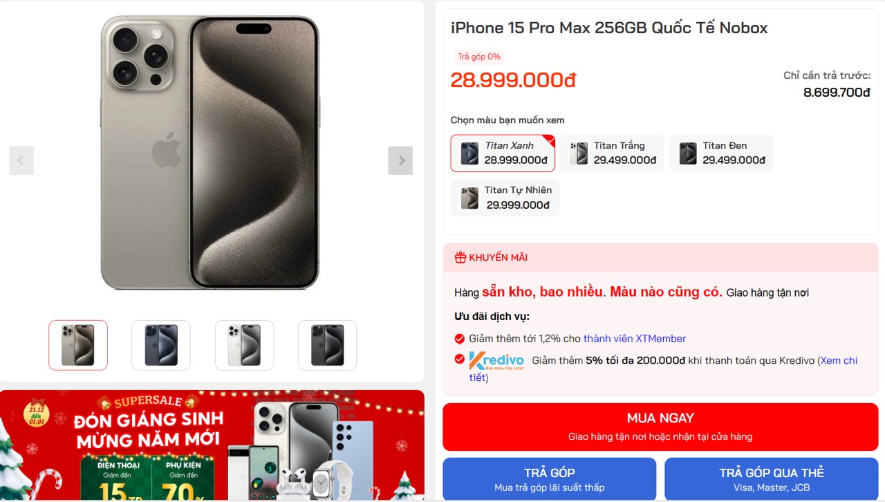 iPhone 15 Pro Max bất ngờ &quot;tuột dốc không phanh&quot;: Chỉ từ 28,49 triệu đồng - Ảnh 1.
