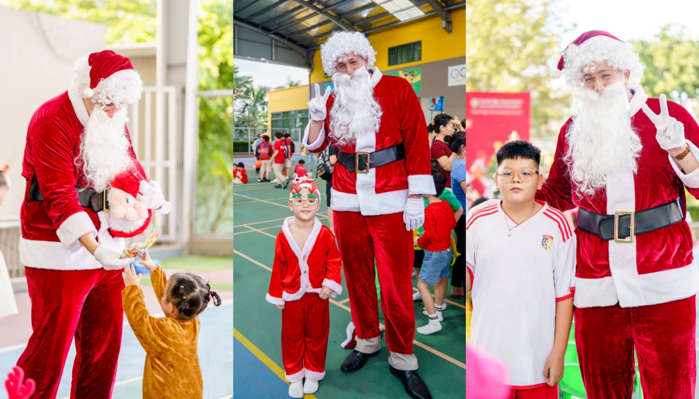 Ông già Noel cao 2m lần đầu tiên ghé thăm lễ hội Giáng sinh ở trường quốc tế - Ảnh 1.
