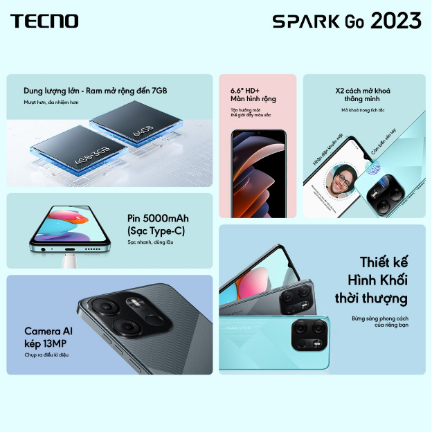 Tecno Spark Go 2023 bộ nhớ khủng, cấu hình đủ dùng, giá từ 2,29 triệu đồng - Ảnh 1.