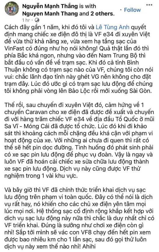 Dịch vụ sạc pin lưu động của VinFast gây ấn tượng với người dùng Việt - Ảnh 2.