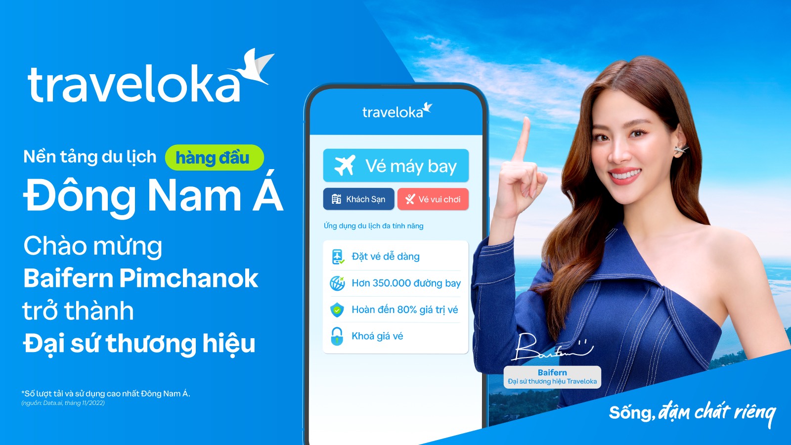 Người đẹp &quot;Chiếc lá cuốn bay&quot; trở thành tân đại sứ Traveloka Việt Nam và Thái Lan - Ảnh 1.