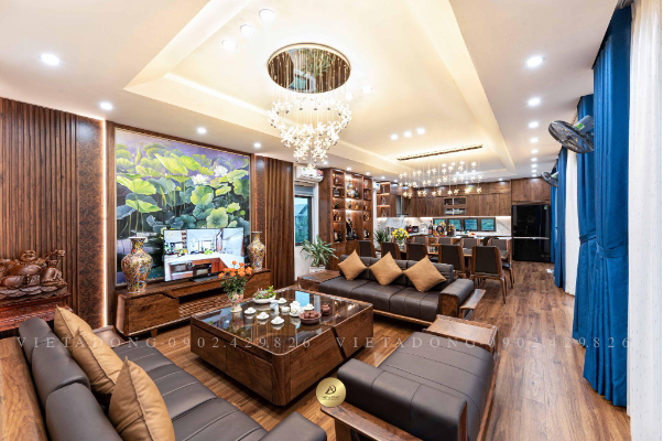 Thiết kế nội thất cực cuốn hút bằng gỗ óc chó Việt Á Đông - Ảnh 2.