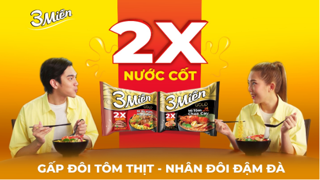 Mì 3 Miền nước cốt 2X gấp đôi tôm thịt, nhân đôi đậm đà