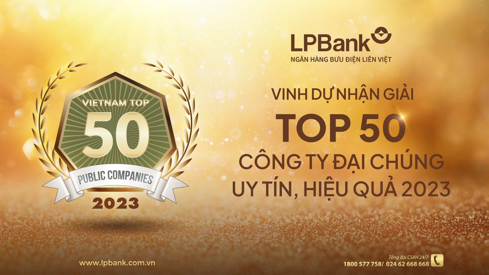 LPBank được vinh danh Top 50 Công ty Đại chúng uy tín và hiệu quả năm 2023 - Ảnh 1.