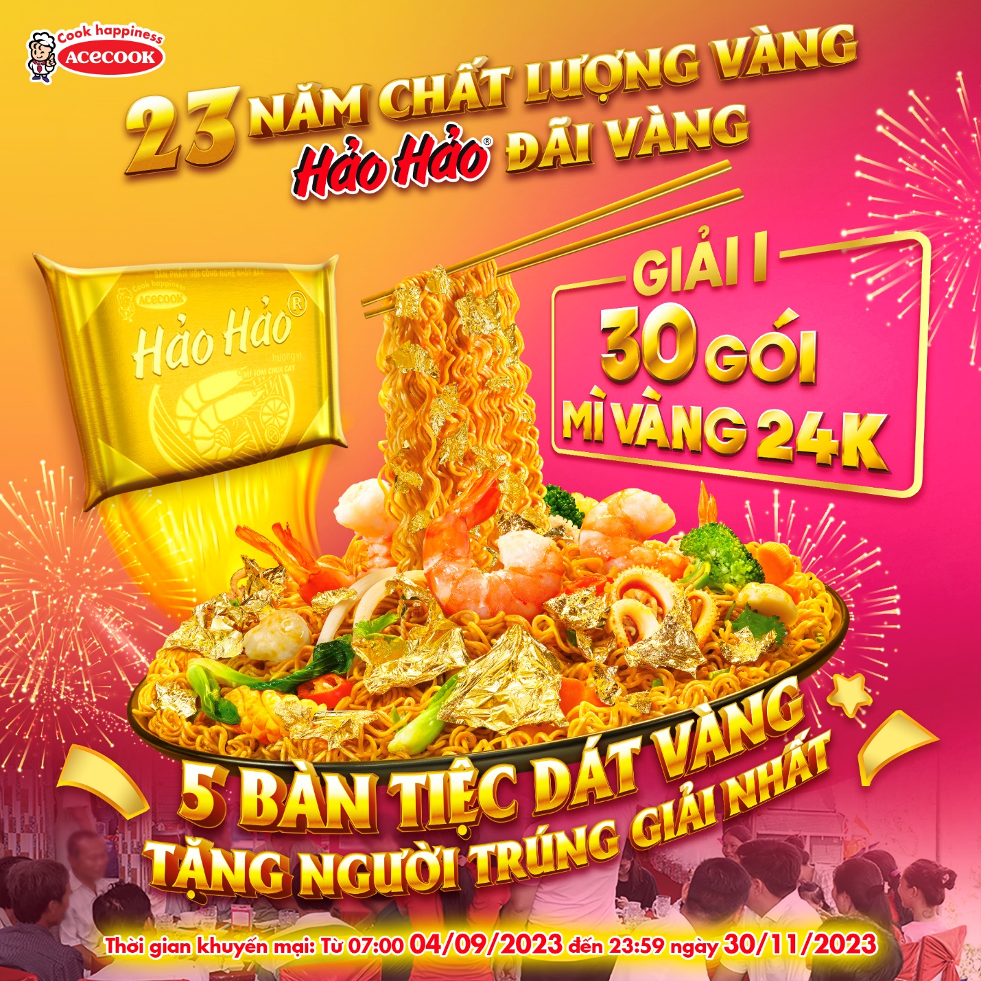 Hảo Hảo đãi vàng 24K và chảo mì dát vàng lớn nhất Việt Nam mừng sinh nhật 23 - Ảnh 2.