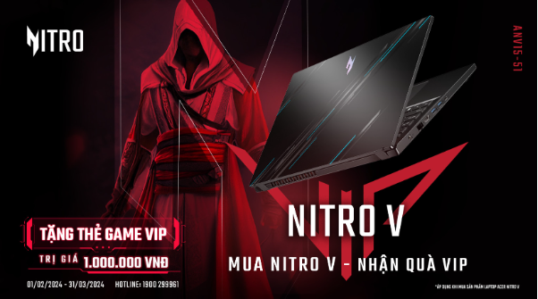 Đẳng cấp game thủ: Mua laptop Nitro V - Nhận ngay quà VIP, trị giá 1 triệu VNĐ - Ảnh 1.