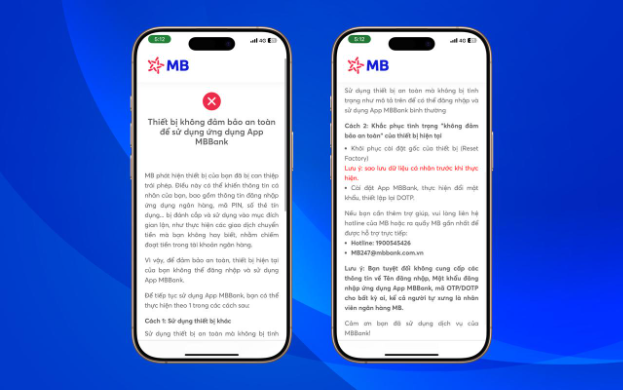 App MBBank chủ động chặn phần mềm độc hại chiếm quyền trên điện thoại - Ảnh 2.