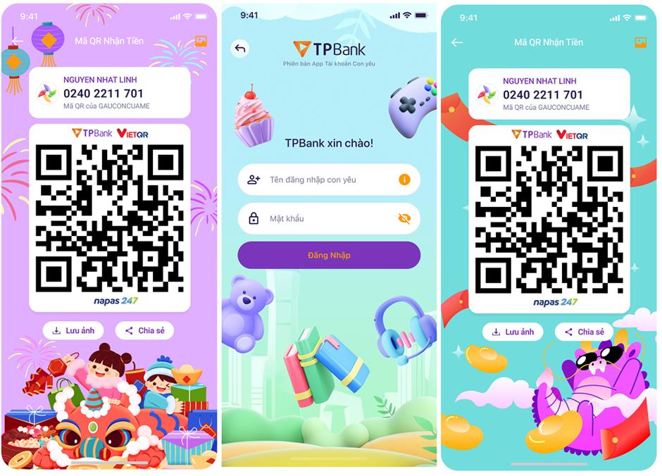 Vui tết số, QR lì xì - App TPBank ra mắt Tài khoản Con yêu - Ảnh 2.