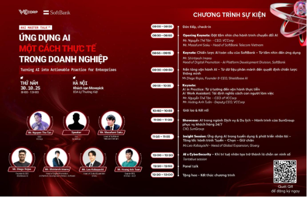 VCCorp kết hợp SoftBank tổ chức sự kiện "Ứng dụng AI một cách thực tế trong doanh nghiệp"- Ảnh 1. VCCorp kết hợp SoftBank tổ chức sự kiện "Ứng dụng AI một cách thực tế trong doanh nghiệp"- Ảnh 1.