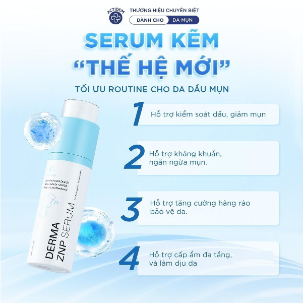Tinh chất Kẽm Actidem Derma ZNP Serum – Giải pháp kiềm dầu, hỗ trợ giảm mụn cho da dầu mụn - Ảnh 2. Tinh chất Kẽm Actidem Derma ZNP Serum – Giải pháp kiềm dầu, hỗ trợ giảm mụn cho da dầu mụn - Ảnh 2.