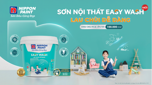 Nippon Paint Easy Wash – Giải pháp sơn nội thất lau chùi dễ dàng, giữ nhà luôn sạch đẹp như mới - Ảnh 1. Nippon Paint Easy Wash – Giải pháp sơn nội thất lau chùi dễ dàng, giữ nhà luôn sạch đẹp như mới - Ảnh 1.
