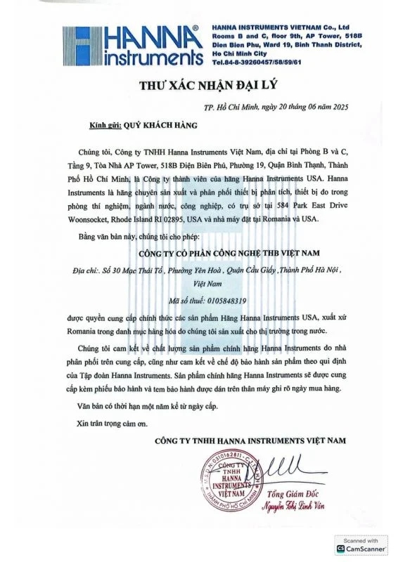 THB Việt Nam - Đại l&yacute; ph&acirc;n phối m&aacute;y đo pH Hanna ch&iacute;nh h&atilde;ng tr&ecirc;n to&agrave;n quốc - Ảnh 1.