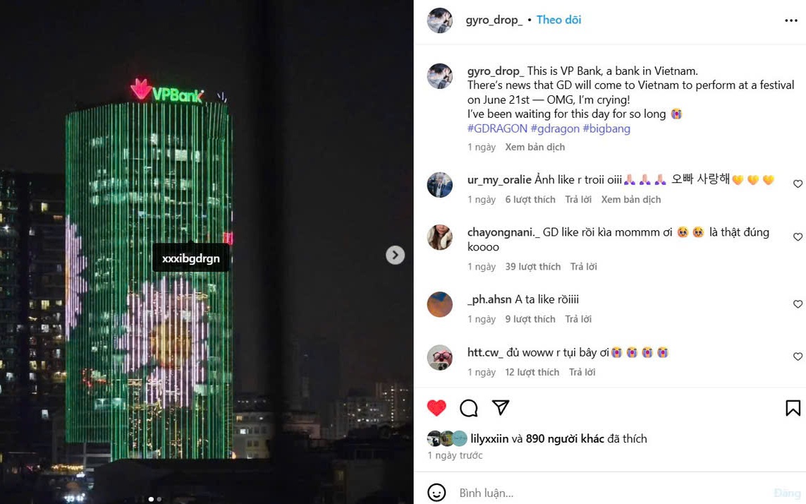 Cộng đồng fan K-pop toàn cầu xôn xao trước tòa nhà hoa cúc của VPBank