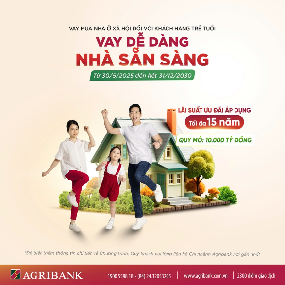 Agribank triển khai chương trình vay vốn ưu đãi mua nhà ở xã hội dành cho người trẻ- Ảnh 1. Agribank triển khai chương trình vay vốn ưu đãi mua nhà ở xã hội dành cho người trẻ- Ảnh 1.