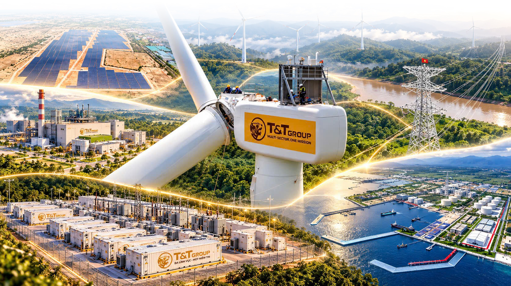 Hệ sinh thái năng lượng T&T Group: điện gió, điện mặt trời, truyền tải và lưu trữ