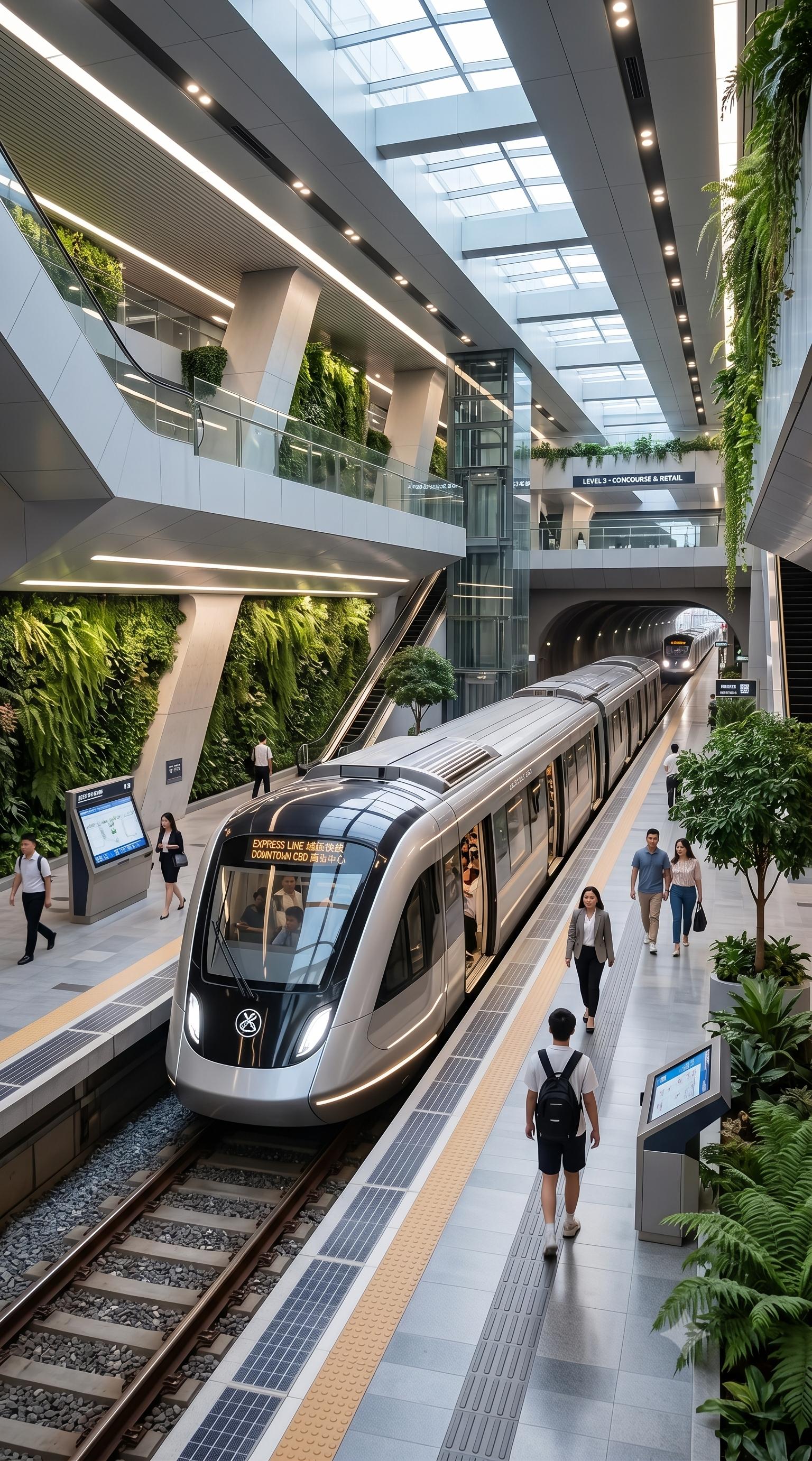 Tàu metro trong nhà ga