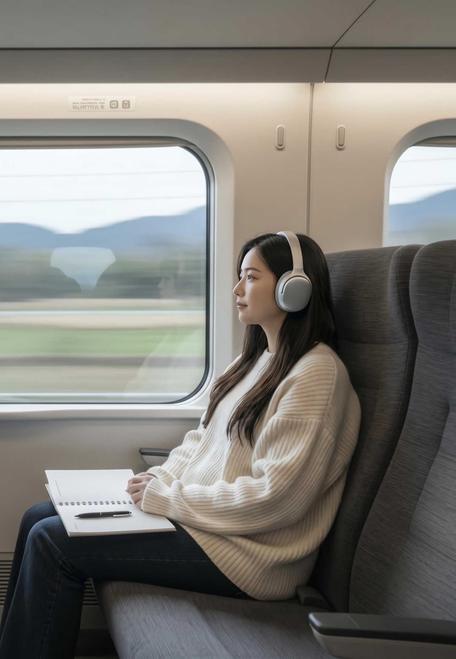 Hành khách trên tàu nhìn ra cửa sổ