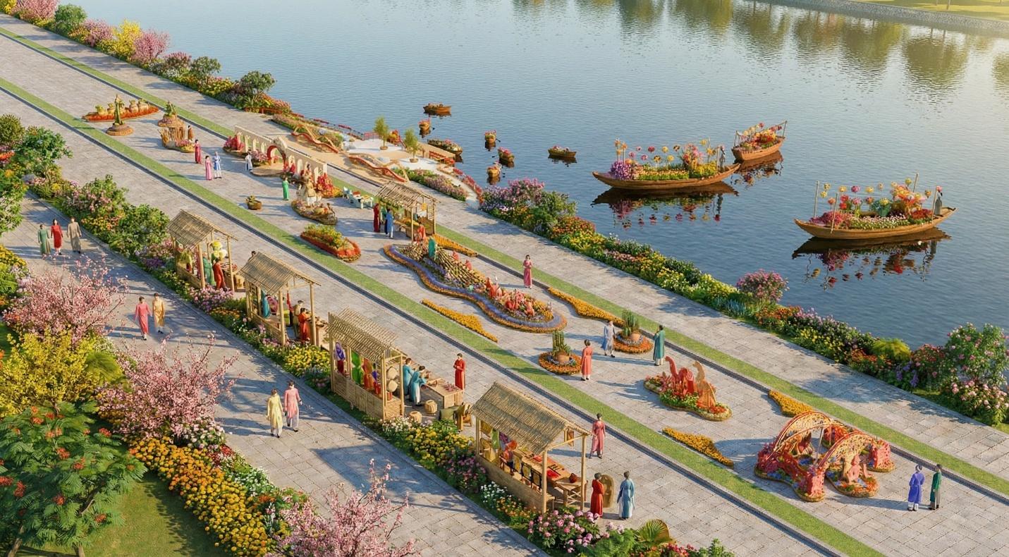 Hội hoa xuân Waterpoint 2026: Điểm du xuân “trên bến dưới thuyền” đặc sắc- Ảnh 1.