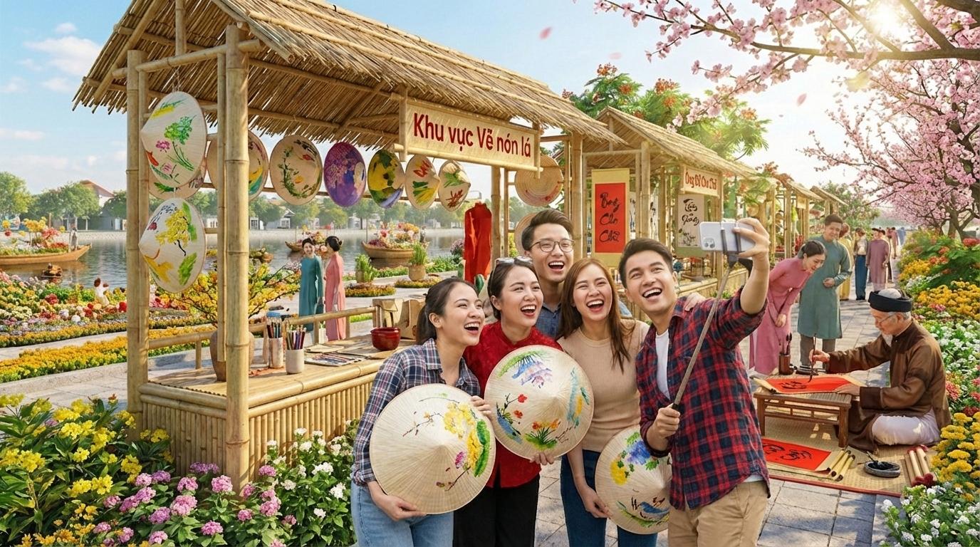 Hội hoa xuân Waterpoint 2026: Điểm du xuân “trên bến dưới thuyền” đặc sắc- Ảnh 4.