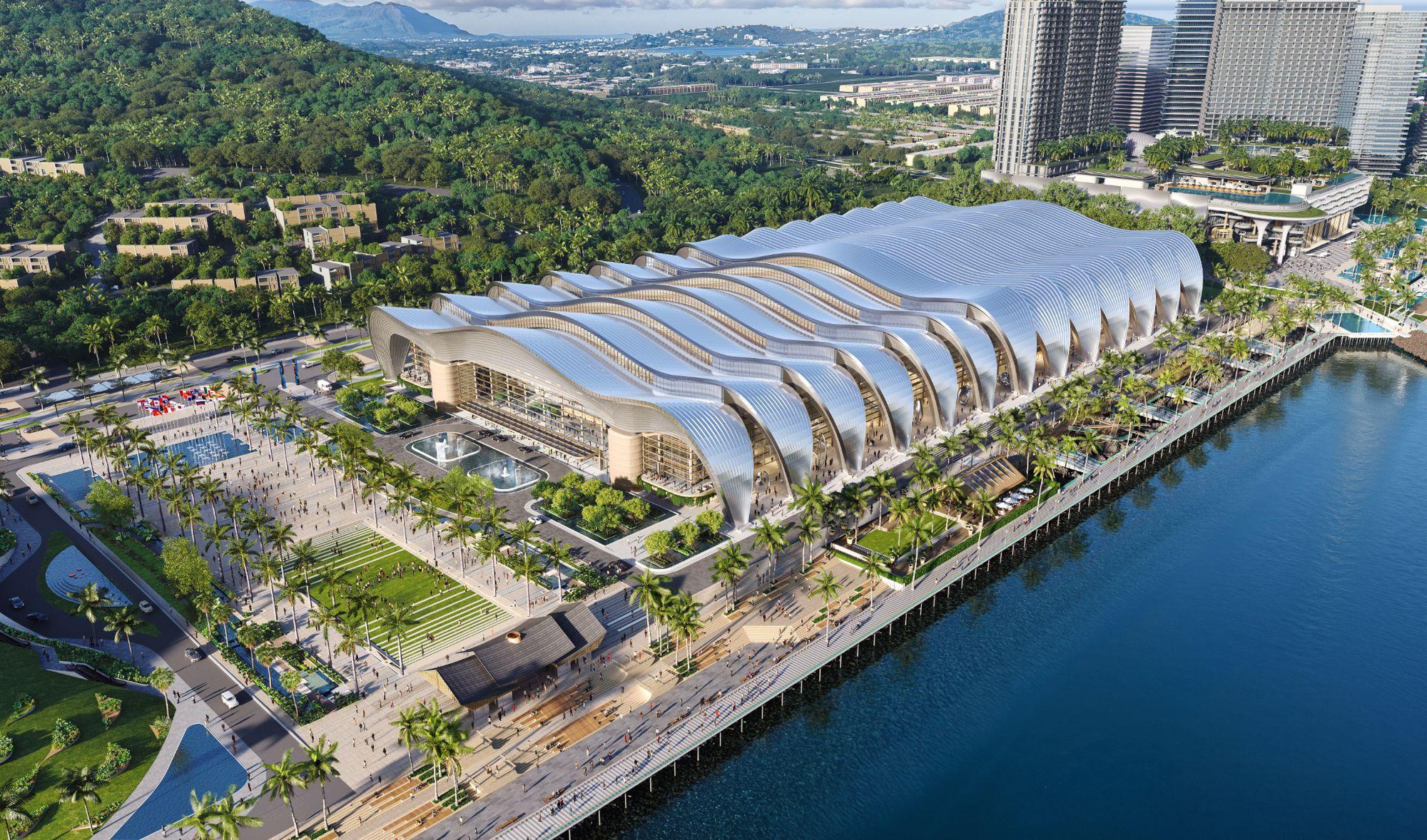 Cận cảnh mái thép Trung tâm Hội nghị APEC Phú Quốc, nặng gần 100 máy bay Boeing- Ảnh 2.