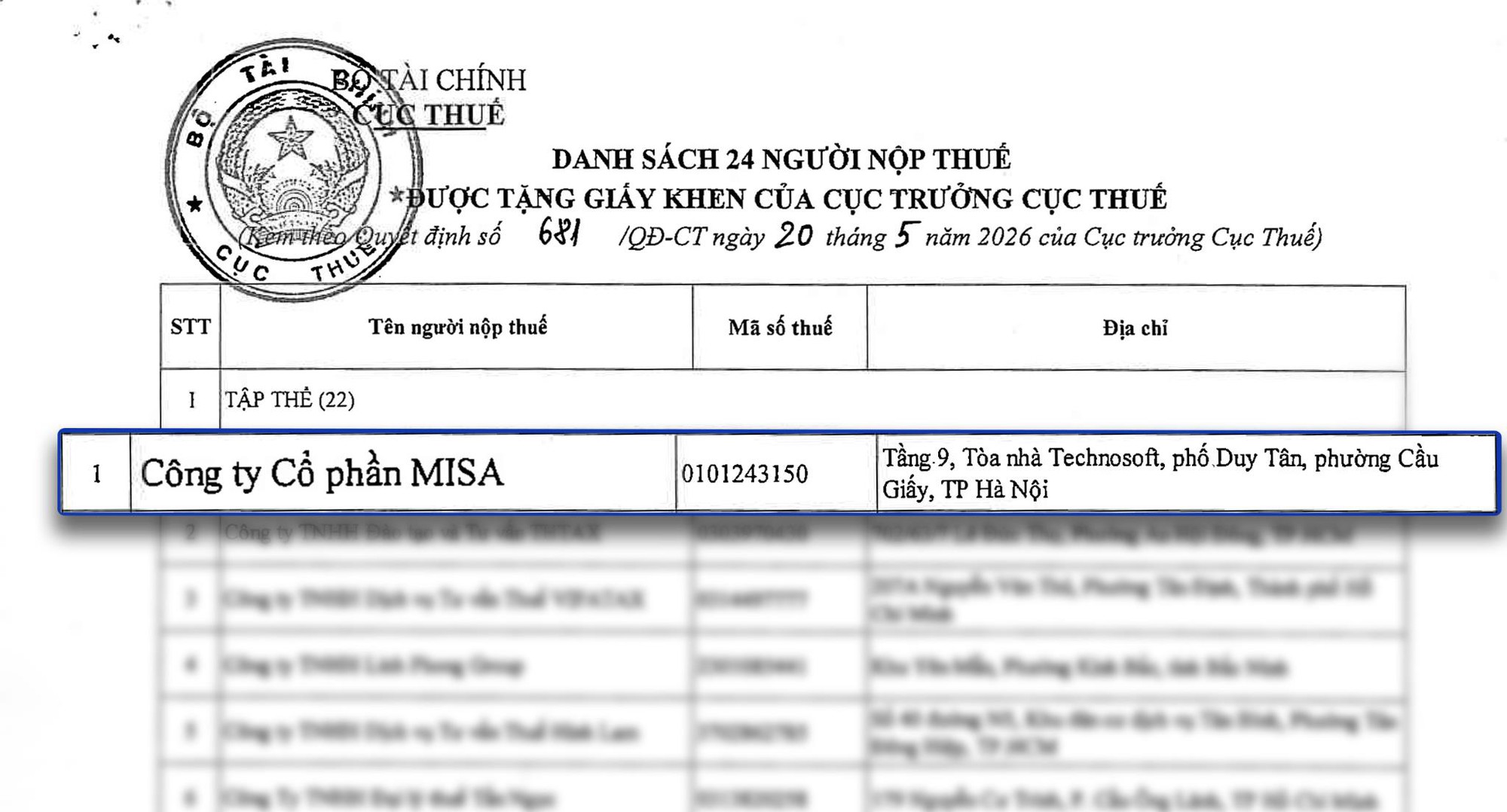 MISA vinh dự được Cục Thuế khen thưởng đột xuất trong việc phối hợp hỗ trợ HKD xoá bỏ thuế khoán- Ảnh 2.
