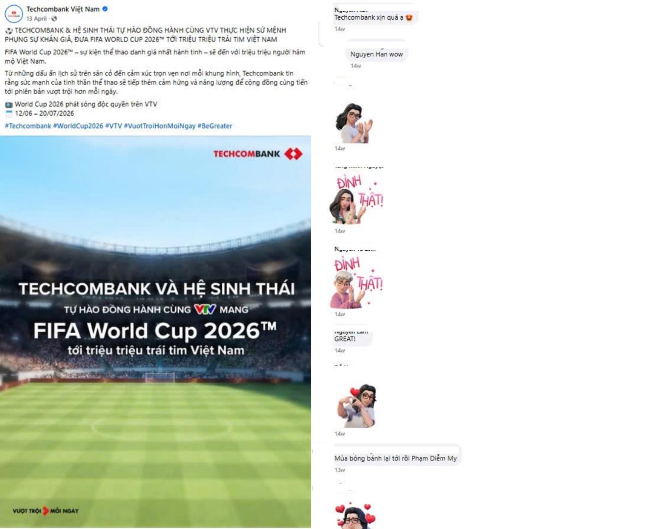 Dấu ấn Techcombank – Nhà tài trợ Quốc gia bản quyền phát sóng kỳ FIFA World Cup 2026 lịch sử - Ảnh 1. Dấu ấn Techcombank – Nhà tài trợ Quốc gia bản quyền phát sóng kỳ FIFA World Cup 2026 lịch sử - Ảnh 1.