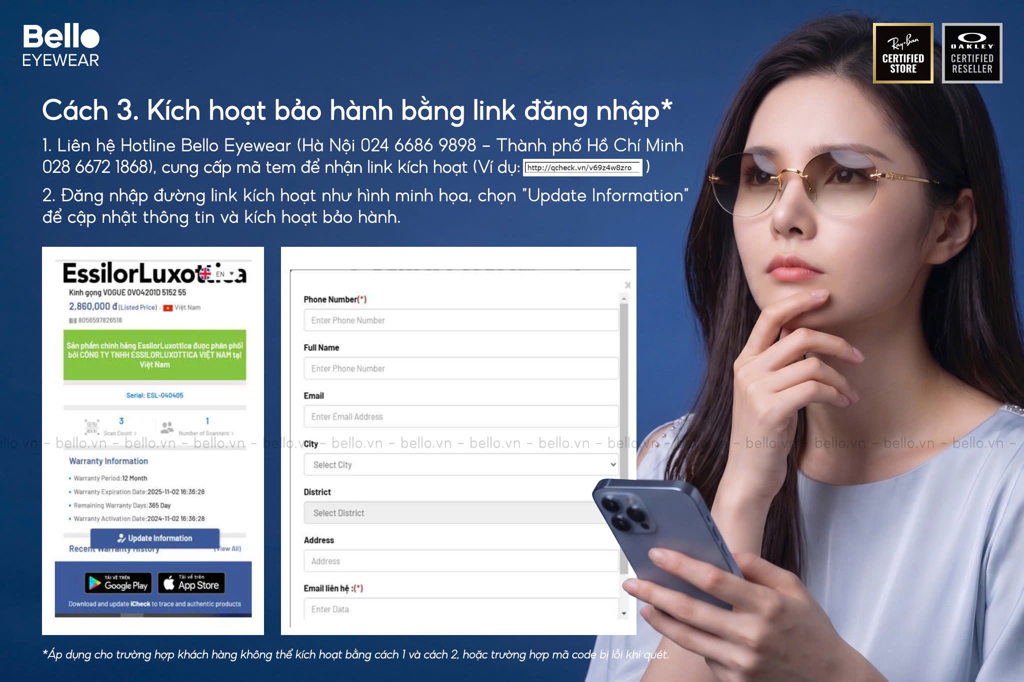 Bello Eyewear hướng dẫn kiểm tra và kích hoạt bảo hành kính Ray-Ban, Oakley,... chính hãng - Ảnh 3.