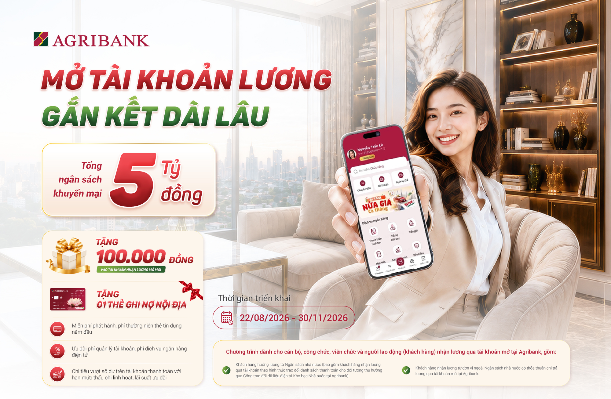 ‏Nhận lương thuận tiện - Giao dịch dễ dàng - Tận hưởng nhiều ưu đãi cùng Agribank‏ - Ảnh 1.