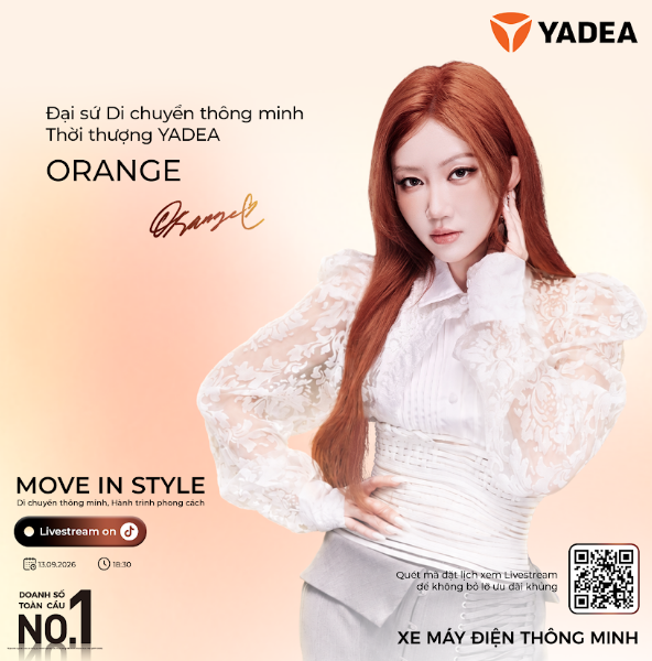 YADEA công bố Orange là đại sứ mới, khởi động hành trình “Move in Style” - Ảnh 1. YADEA công bố Orange là đại sứ mới, khởi động hành trình “Move in Style” - Ảnh 1.