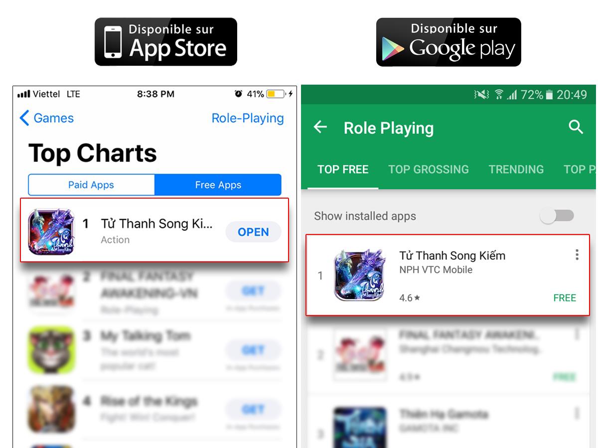 Tử Thanh Song Kiếm - đông vui như trẩy hội khi đạt top 1 bảng xếp hạng game nhập vai (Android & iOS)