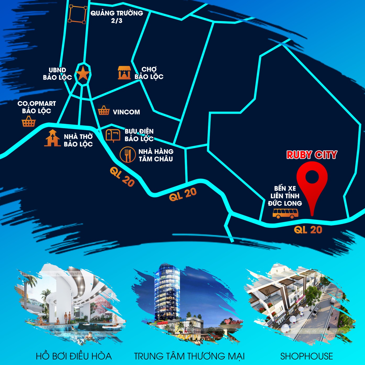 Ruby City Map Ruby City – khu đô thị sinh thái cao cấp giữa Bảo Lộc
