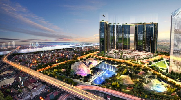 Sunshine City có địa điểm đắt giá khu vực ven sông Hồng, bên cạnh tháp tài chính Vietinbank 68 tầng.