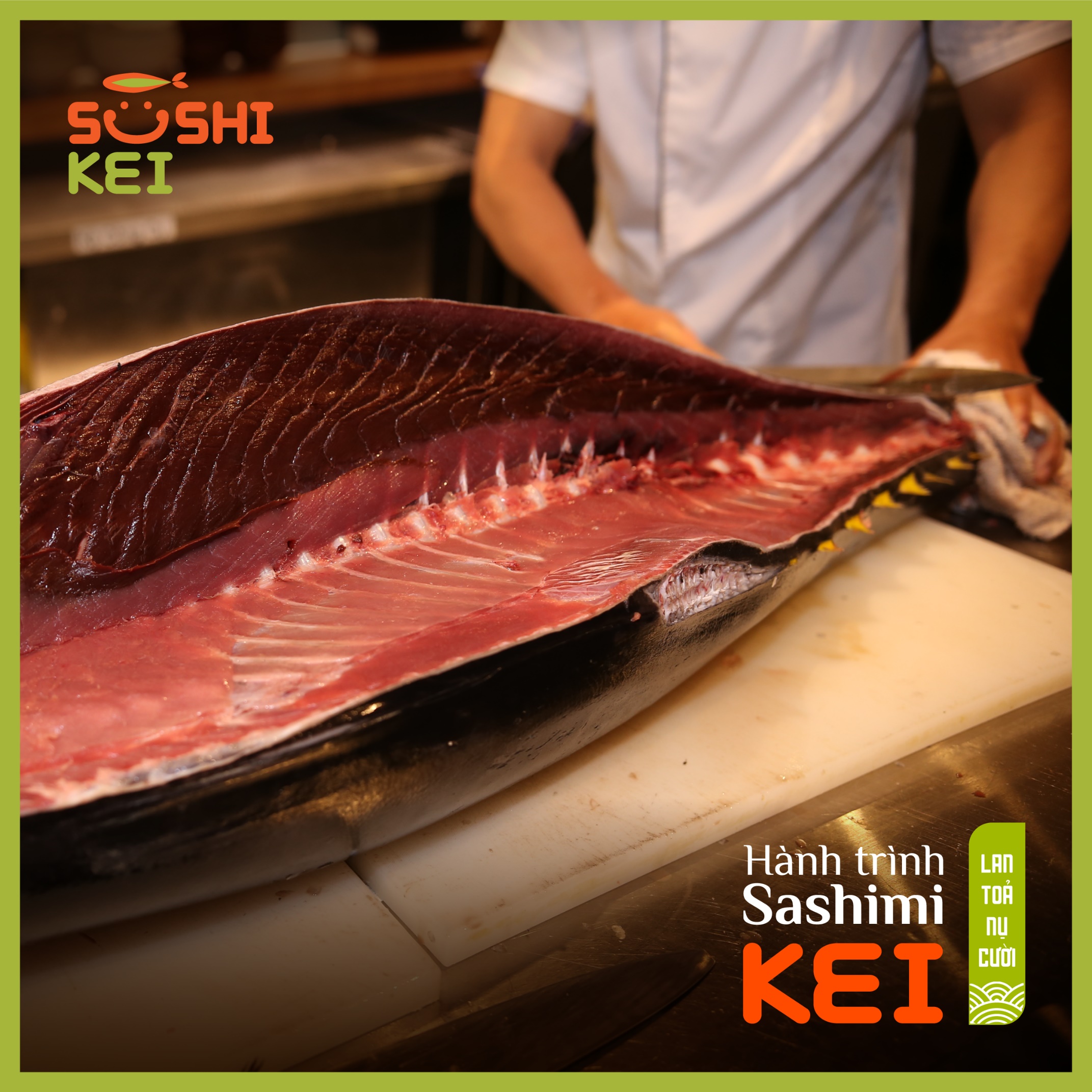 Kinh ngạc với cá ngừ khổng lồ 80kg cùng màn trình diễn chế biến chuyên nghiệp ngay tại nhà hàng Nhật - Sushi Kei - Ảnh 2.