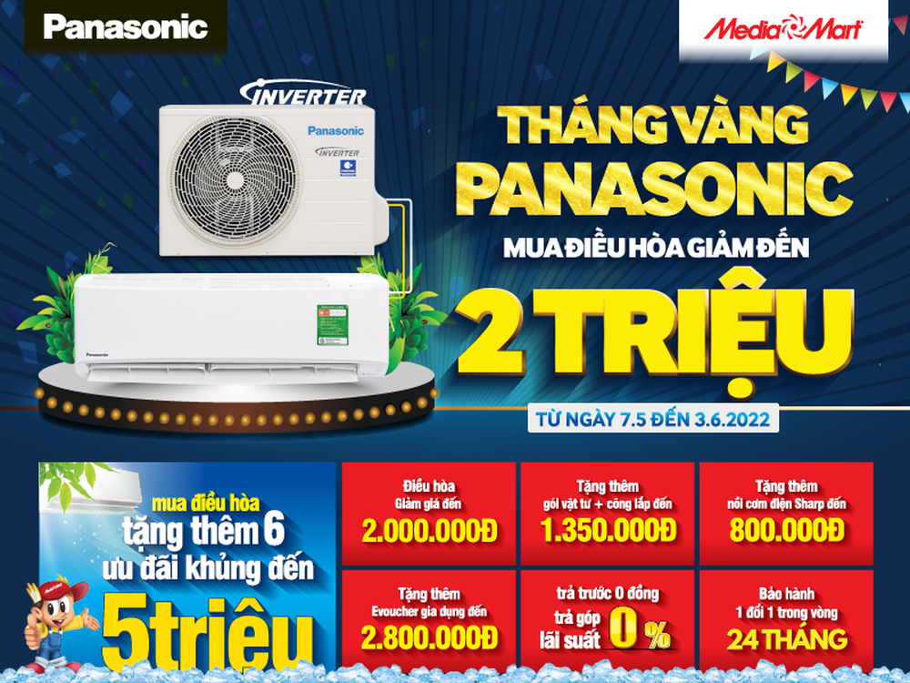 Tháng vàng Panasonic: Mua điều hòa giảm đến 2 triệu, bao trọn phí tại MediaMart - Ảnh 1.