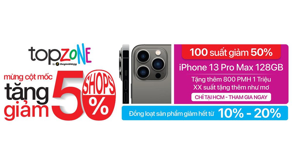 Nhanh tay kẻo lỡ: TopZone tung 100 suất tậu iPhone 13 Promax giảm 50% còn 17 triệu - Ảnh 1.