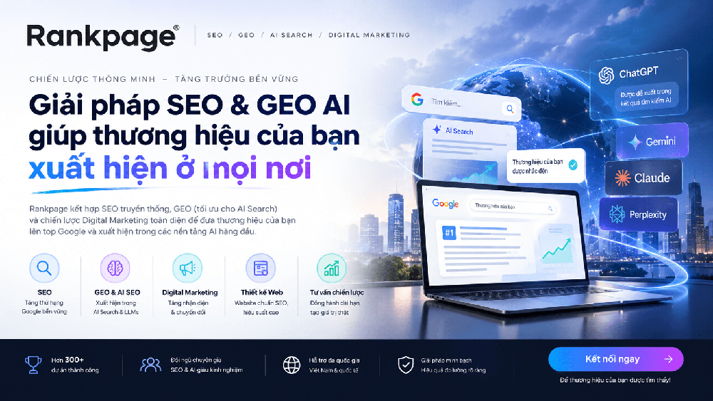 Rankpage chính thức cung cấp SEO doanh nghiệp và GEO cho doanh nghiệp B2B tại Việt Nam - Ảnh 1.