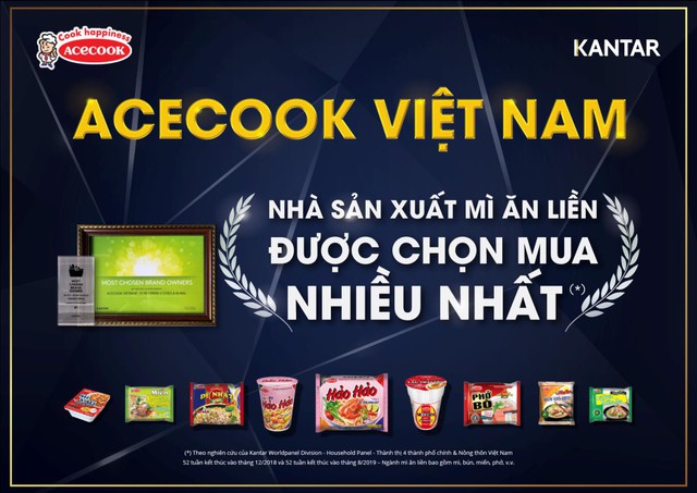 Acecook Việt Nam là nhà sản xuất mì ăn liền được người tiêu dùng lựa chọn nhiều nhất năm 2018, 2019 - Ảnh 1.