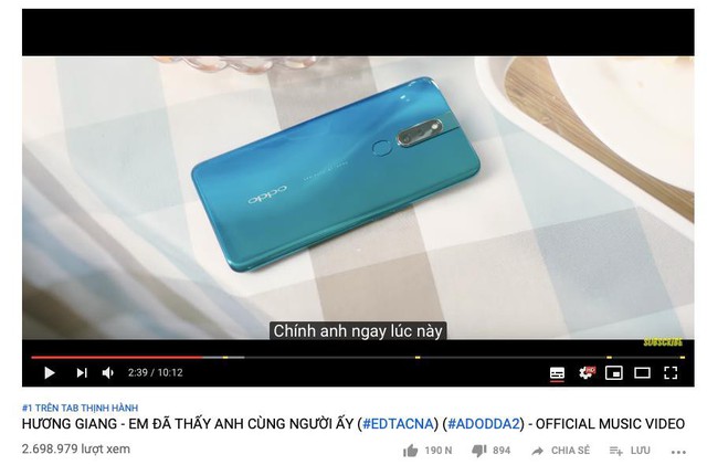 Chưa chính thức ra mắt, OPPO F11 Pro đã bất ngờ xuất hiện trong MV top trend mới nhất của Hương Giang - Ảnh 1.