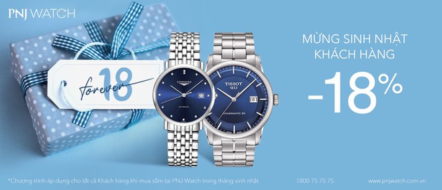 PNJ khuyến mãi khủng mừng sinh nhật khi mua đồng hồ tại PNJ Watch