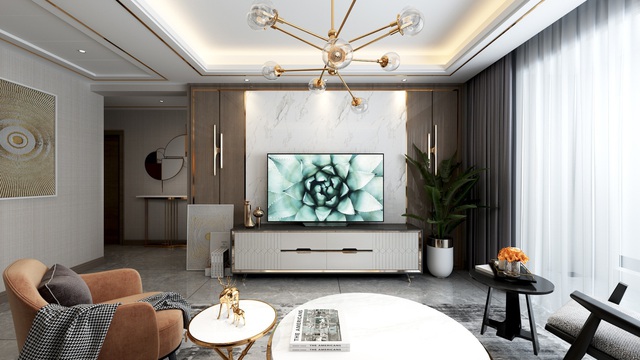 Chiêm ngưỡng 4 mẫu phòng khách hiện đại của “dân chơi” OLED siêu mỏng - Ảnh 2.