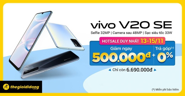 3 ngày vàng mua vivo V20 SE giảm 500.000đ, trả góp 0% tại Thế Giới Di Động - Ảnh 1.